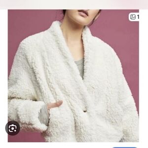 Anthropologie Cream Teddy Jacket